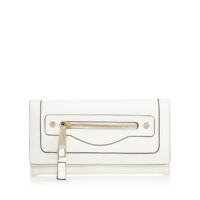 White zip pocket large purse